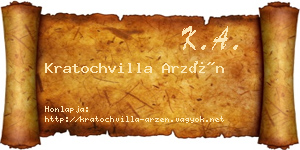 Kratochvilla Arzén névjegykártya